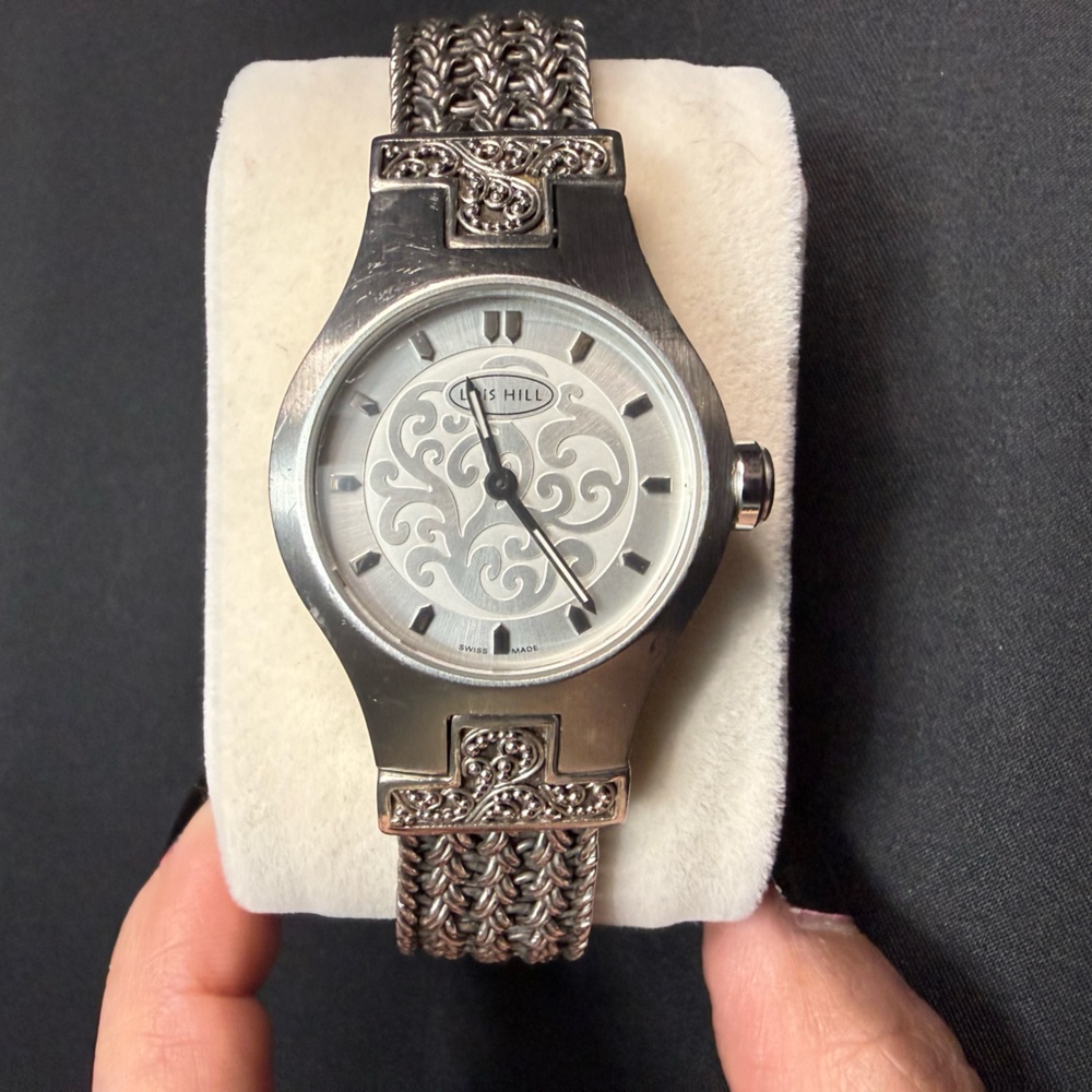 Lois Hill Sterling Silver Stainless Watch Woven Paisley Quartz Movement